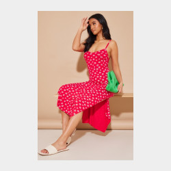  Petite Red Floral Print Jersey Split Cami Midi Dress Image, classified, Myanmar marketplace, Myanmarkt
